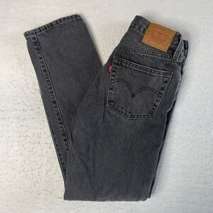 Levi 501 Original Fit Jeans Womens W25 L30 Black Button Fly Straight Leg